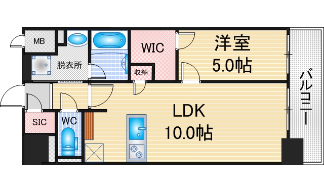 S-RESIDENCE亀島駅前blazeの間取り