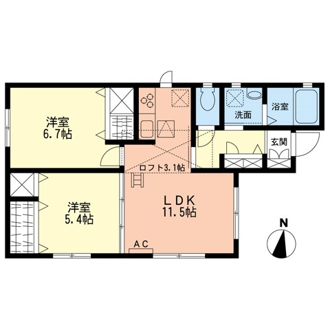 市川貸家Dの間取り写真