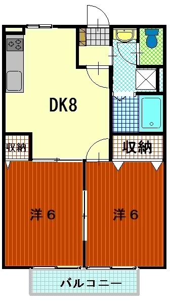 那珂郡東海村舟石川駅東のアパートの間取り