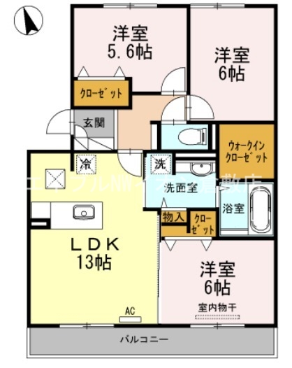 岡山県倉敷市連島中央３（アパート）の賃貸物件の間取り