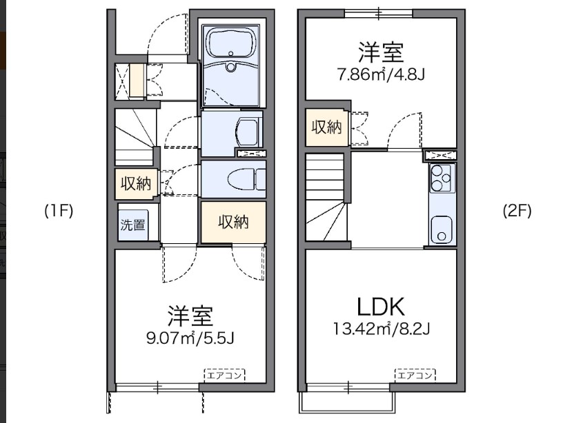 入間郡越生町大字越生のアパートの間取り