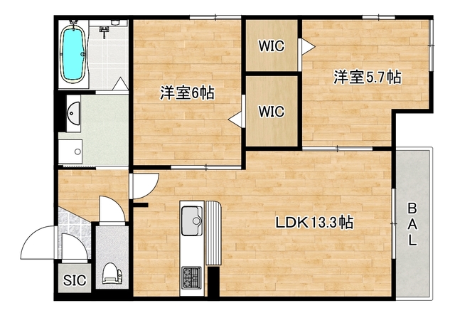 大阪市阿倍野区西田辺町のマンションの間取り