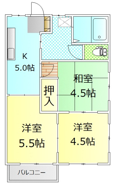 御殿場市萩原のアパートの間取り