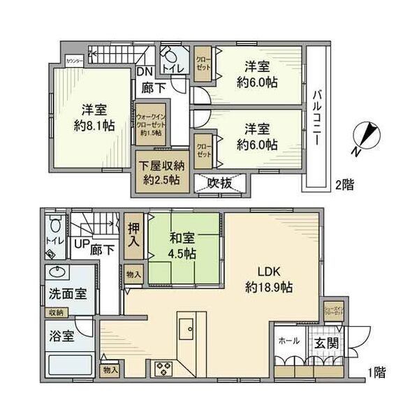 亀が洞１丁目戸建の間取り