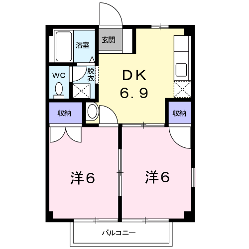 那珂市竹ノ内のアパートの間取り