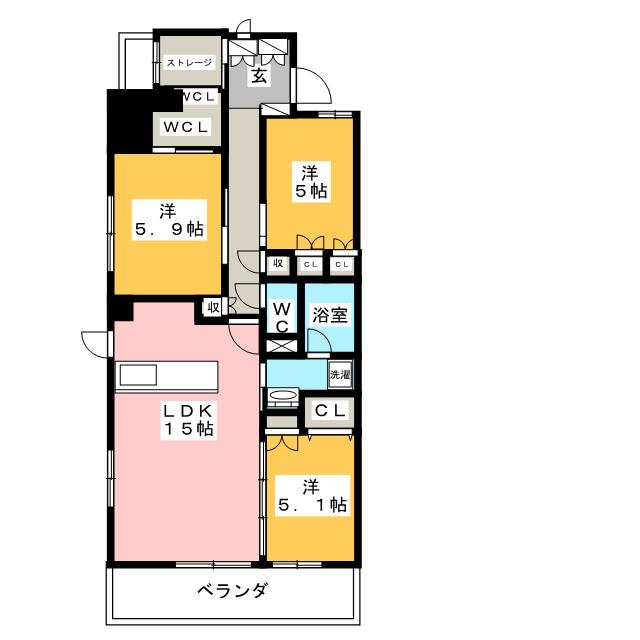 イニシア所沢の間取り