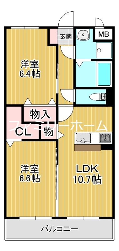 【鉾田市安塚のマンションの間取り】