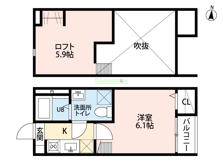 【仙台市宮城野区原町のアパートの間取り】