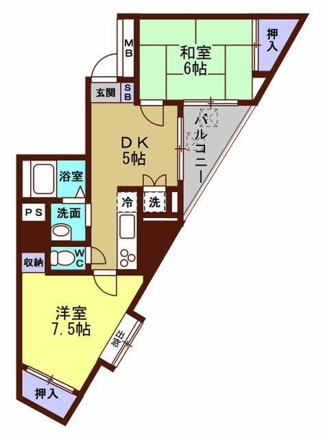 川崎市川崎区渡田のマンションの間取り