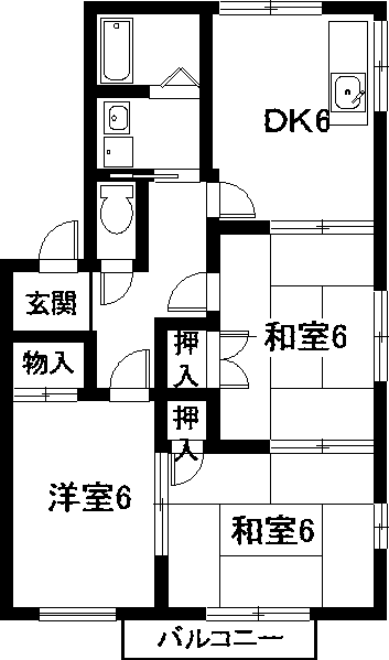 名古屋市中川区万場のアパートの間取り