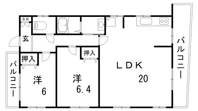 ルナ馬場町の間取り