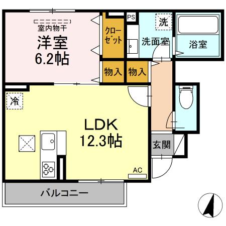 福山市神村町のアパートの間取り