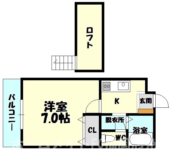 糟屋郡粕屋町内橋東のアパートの間取り