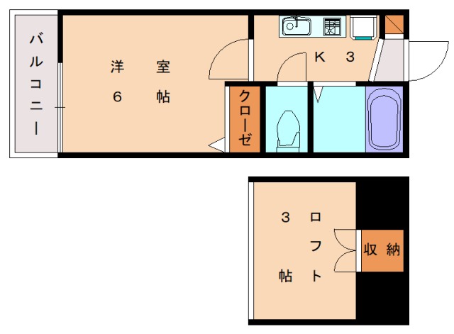 福岡市東区高美台のアパートの間取り