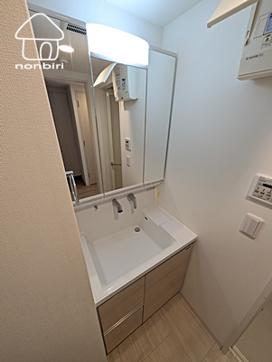 洗面設備　3面鏡の洗面台です（他のお部屋の写真です）