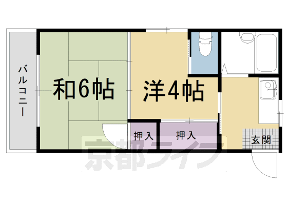 京都市右京区太秦野元町のマンションの間取り