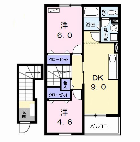 海部郡大治町大字長牧のアパートの間取り