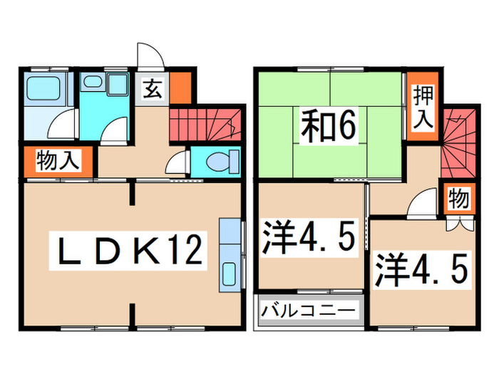 神奈川県横浜市青葉区もえぎ野（一戸建）の賃貸物件の間取り