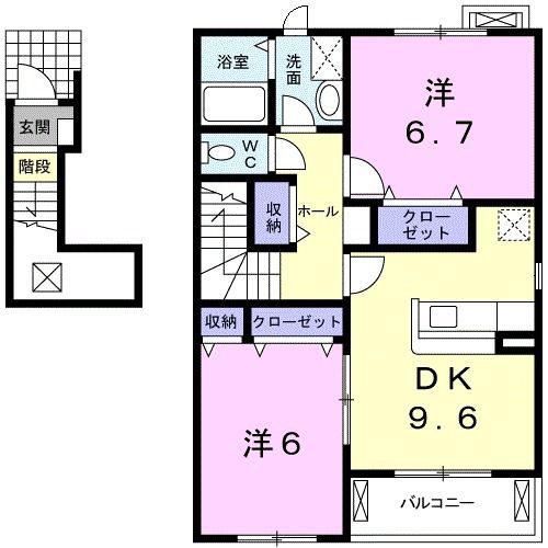 愛知県新城市市場台３（アパート）の賃貸物件の間取り