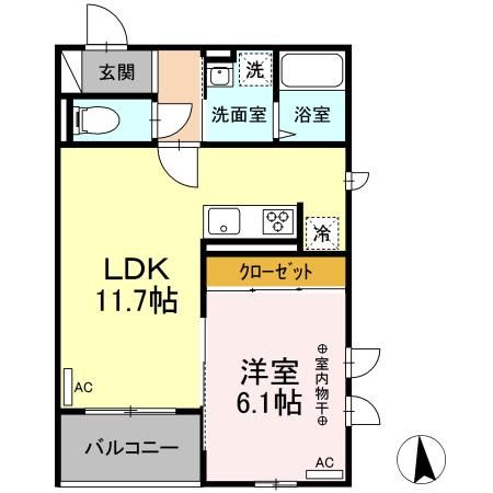 仙台市青葉区錦町のアパートの間取り