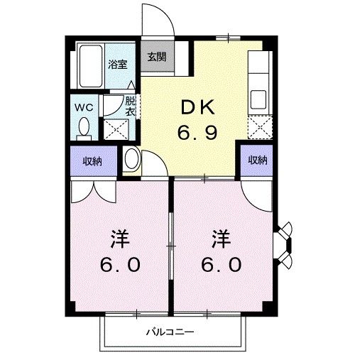 福島市太平寺のアパートの間取り