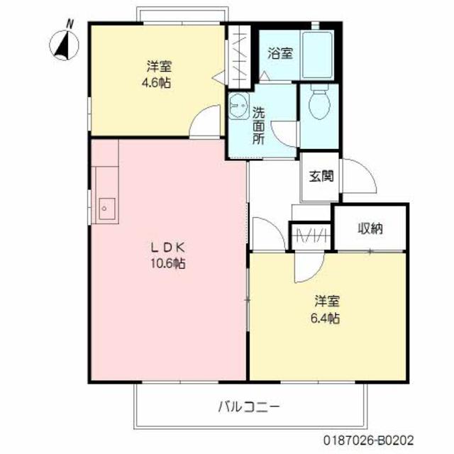 緒方アパハウス　Ｂ棟の間取り