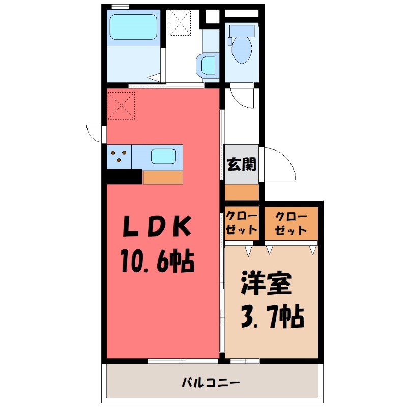 太田市下小林町のアパートの間取り