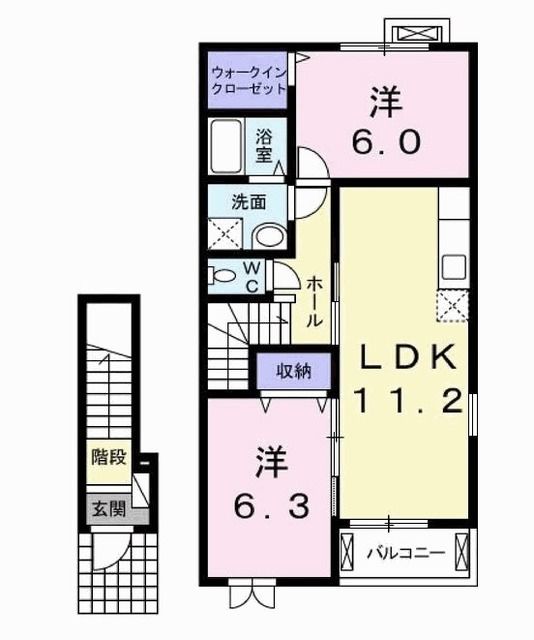 加古川市加古川町南備後のアパートの間取り