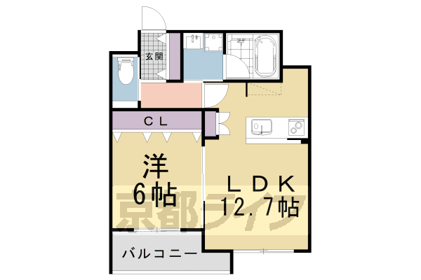 京都市北区大宮西小野堀町のマンションの間取り