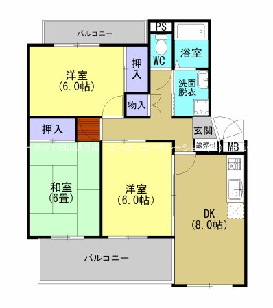 熊本市南区八王寺町のマンションの間取り