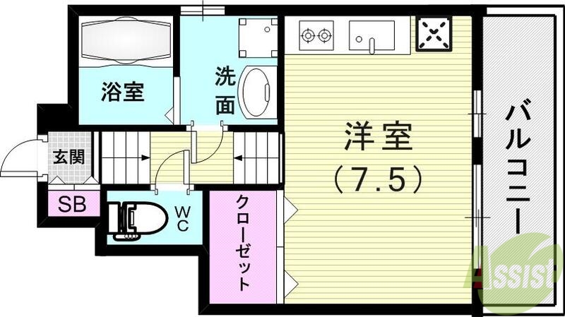 神戸市須磨区潮見台町のアパートの間取り