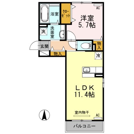 熊本市東区昭和町のアパートの間取り