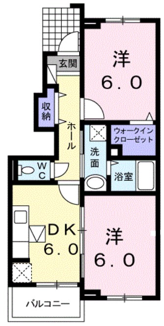 玉野市田井のアパートの間取り