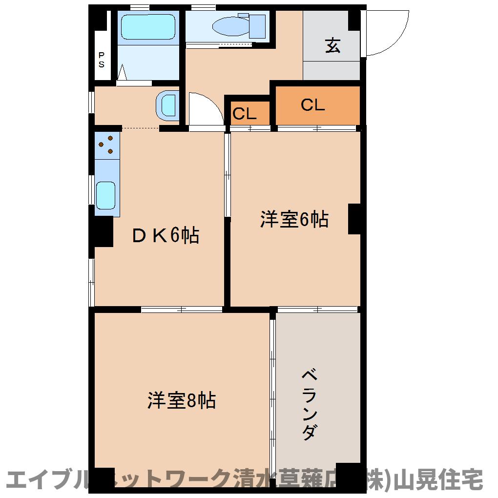 静岡市清水区草薙のマンションの間取り