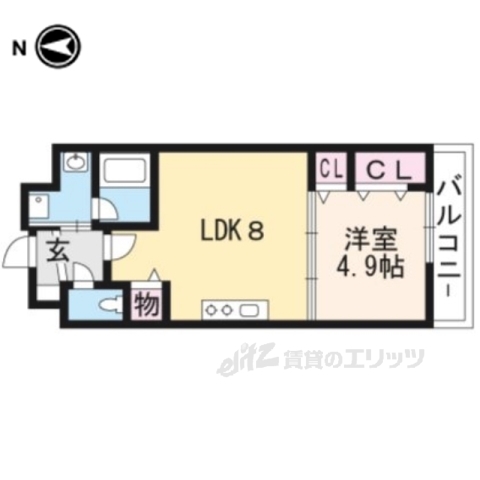 【京都市北区大将軍坂田町のマンションの間取り】