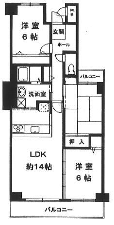 神戸市垂水区青山台のマンションの間取り