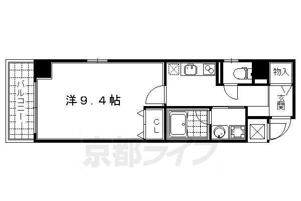 京都市中京区西横町のマンションの間取り