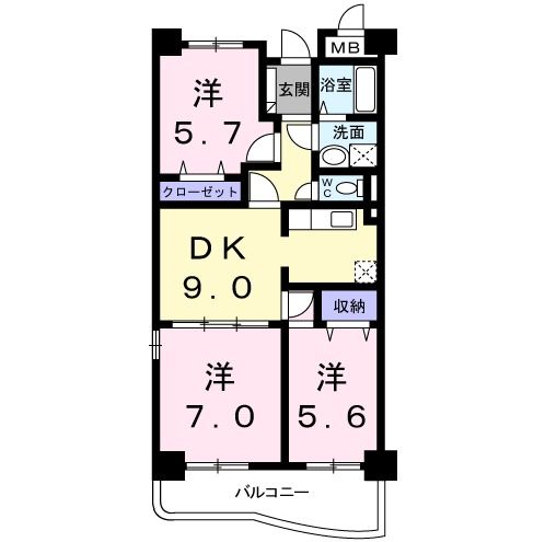 【岡崎市洞町のマンションの間取り】