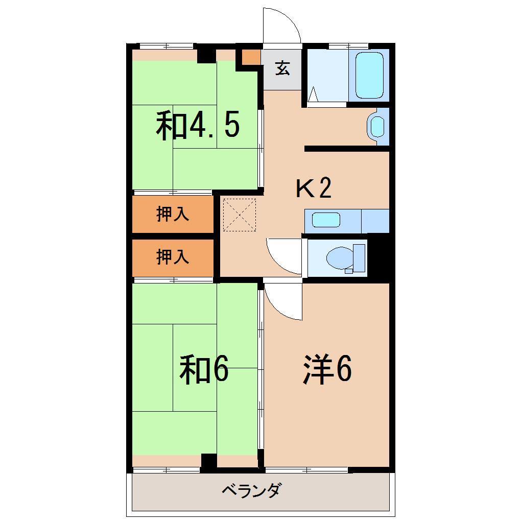 戸崎ハイツ３号棟（Ｂ）の間取り