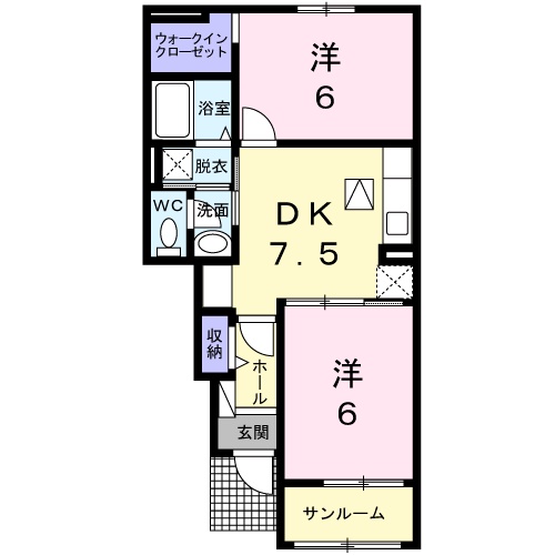 境港市外江町のアパートの間取り