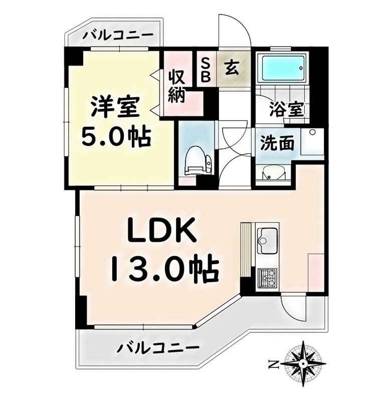 名古屋市瑞穂区苗代町のマンションの間取り