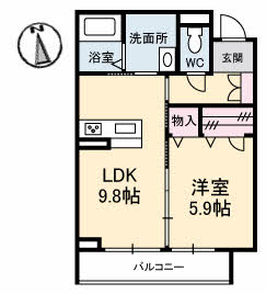 高知市福井扇町のマンションの間取り