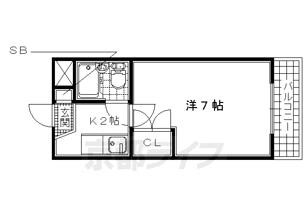 近鉄京都線 富野荘駅 徒歩2分 2階建 築40年の間取り写真