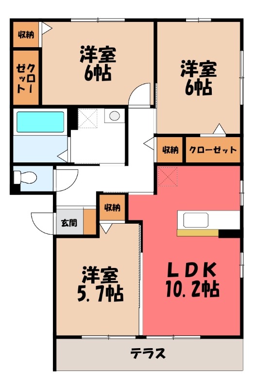東武桐生線 新桐生駅 徒歩9分 3階建 築12年の間取り写真
