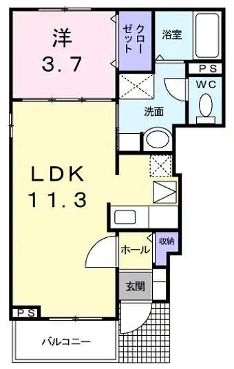 大竹市南栄のアパートの間取り