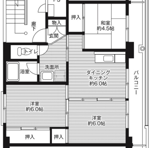 ビレッジハウス平沼ノ内　1号棟の間取り