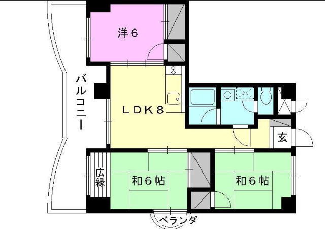 松山市福音寺町のマンションの間取り