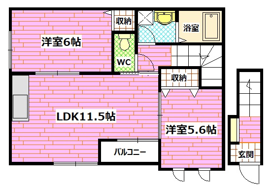 安芸郡熊野町初神のアパートの間取り