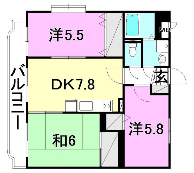 松山市山西町のマンションの間取り