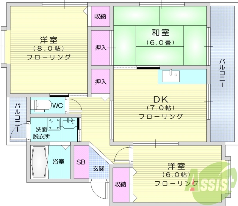 コーワ長町の間取り